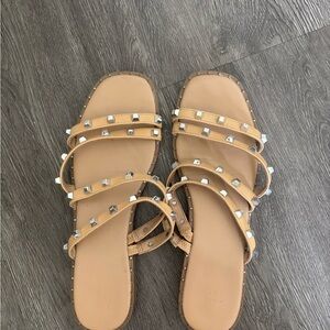a new day Silver Studded Tan Sandals